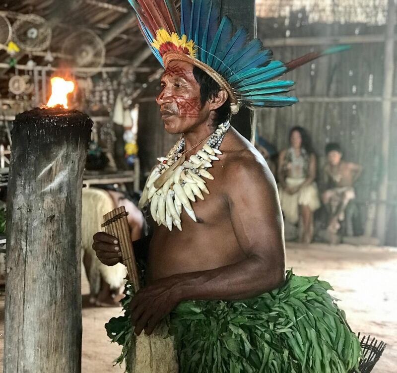 Cheif Pinõ's Tatuyo tribe protect the Amazon rainforest, one of the world's greatest natural reserves that is currently ablaze. Courtesy Hayley Skirka