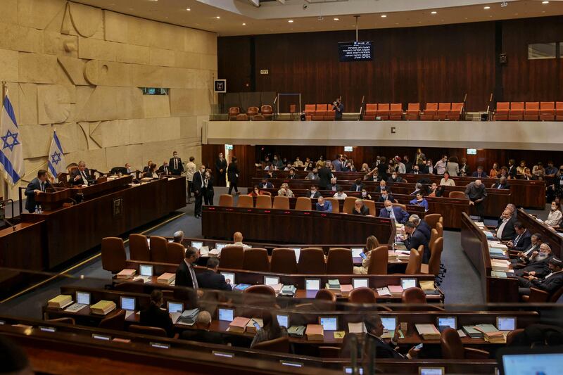 A general view of a plenum session and vote on the state budget at the Knesset (Israeli parliament) in Jerusalem on November 3. AFP