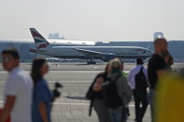 A Boeing 777 aircraft of UK carrier British Airways taxies at Dubai International Airport in November 2019. EPA