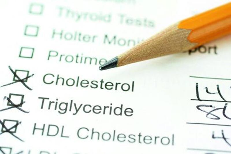 lab report for cholesterol with pencil