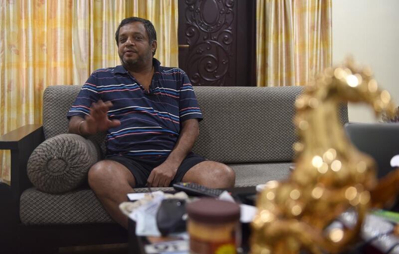 Aravind Venkataraman speaks about idol smuggling at his residence in Chennai.  Art theft is big business all over India. But the richest pickings are in the state of Tamil Nadu, where centuries-old religious artefacts with huge potential sale values in the West lie largely unprotected in out-of-the-way rural temples. / AFP PHOTO / Arun SANKAR / 