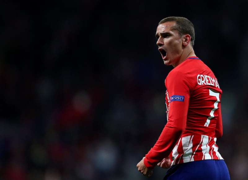 MADRID, SPAIN - MAY 03: Antoine Griezmann of Atletico Madrid during the UEFA Europa League Semi Final second leg match between Atletico Madrid  and Arsenal FC at Estadio Wanda Metropolitano on May 3, 2018 in Madrid, Spain. (Photo by Catherine Ivill/Getty Images)