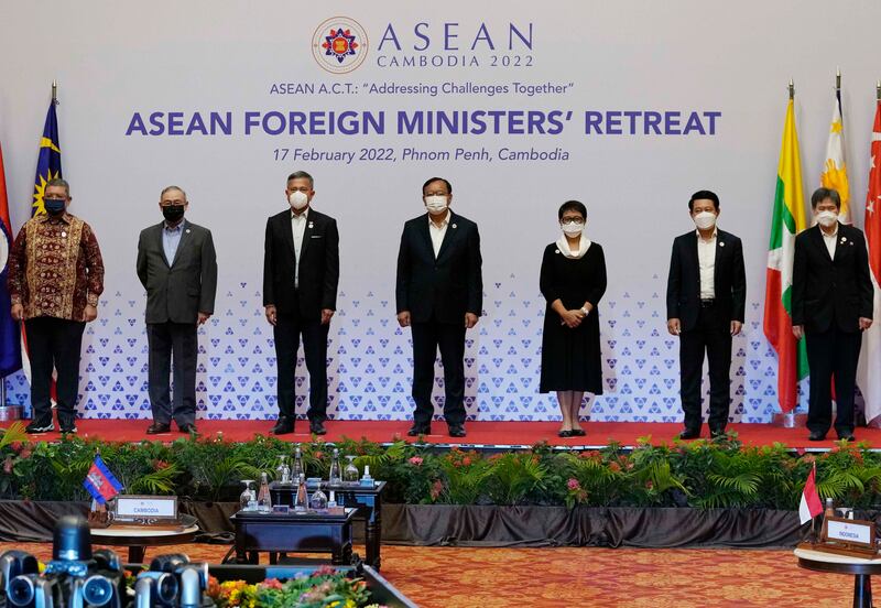 Asean foreign ministers at their meeting in Phnom Penh, Cambodia. AP