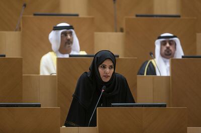 Abu Dhabi, United Arab Emirates. February 28, 2017///

Naema Sl Sharhan. Federal National Council (FNC) meeting. Abu Dhabi, United Arab Emirates. Mona Al Marzooqi/ The National 

ID: 21765
Reporter: Anwar HajiKaram
Section: National  *** Local Caption ***  170228-MM-FNC-013.JPG