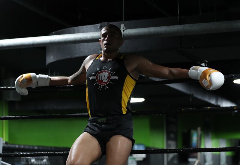 Bruno Machado training ahead of his exhibition fight against UFC great Anderson Silva on the Burj Al Arab in Dubai.