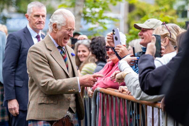 King Charles meets members of the public in Tomintoul, Scotland. Getty Images