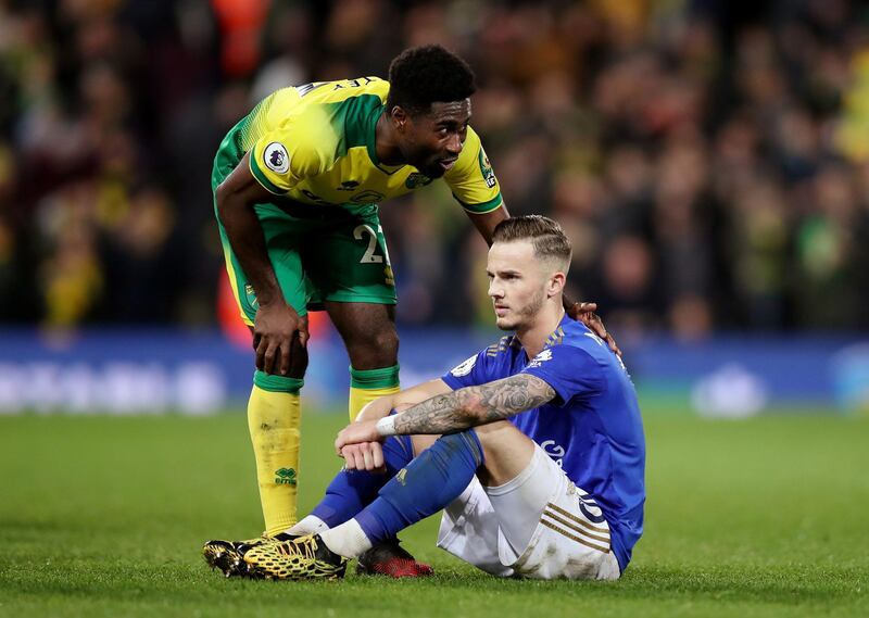 Leciester City midfielder James Middison, on ground, after his team's defeat at Norwich City last Friday. Reuters