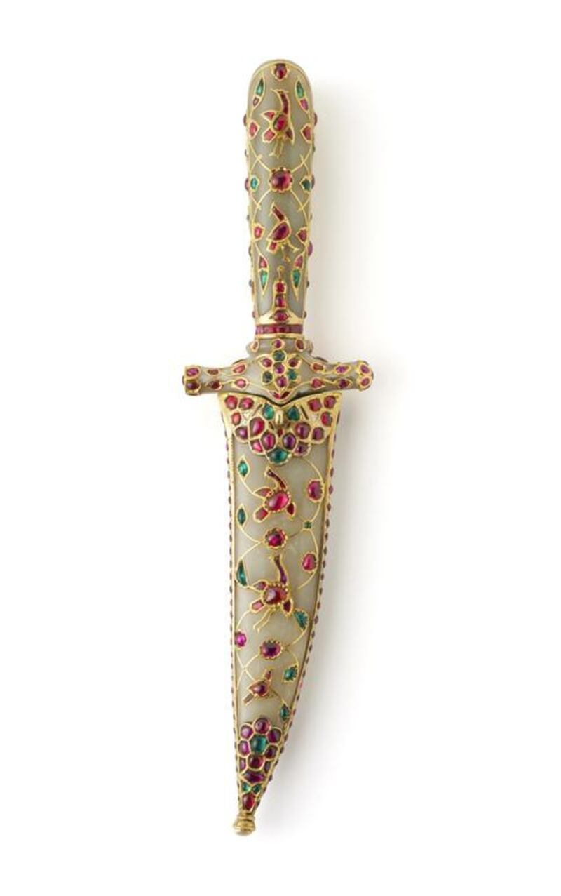 A jewelled jade dagger from the Mughal era. Prudence Cuming Associates