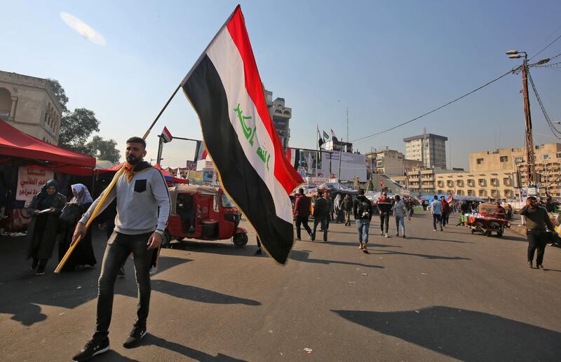 Iraq demonstrators gather at Tahrir square in central Baghdad.  AFP