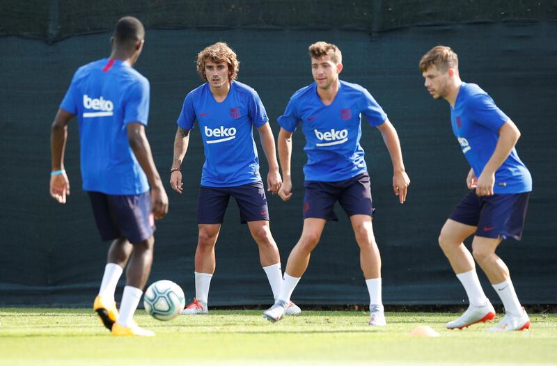 Antoine Griezmann and teammates during training. Reuters