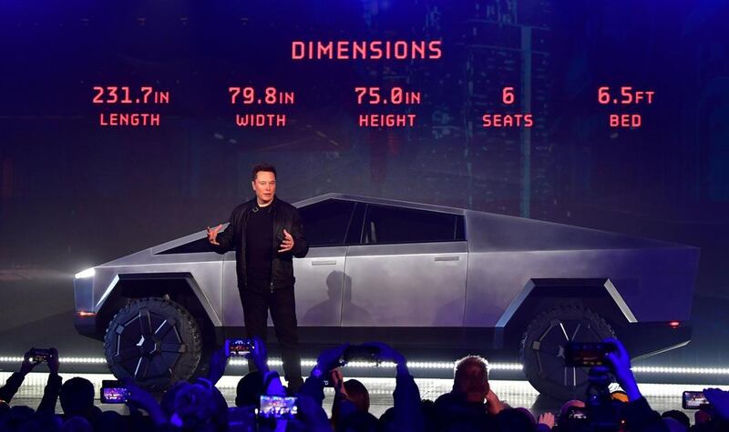 Elon Musk, founder and chief executive of Tesla, unveiled Cybertruck in November, last year. AFP