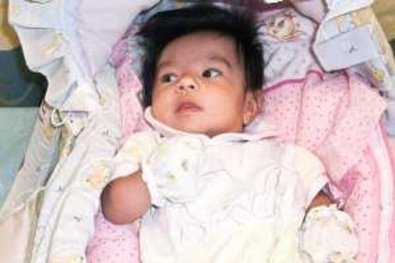 Arab baby girl of about 3 months abandoned in a baby basket at Ajman corniche.

Courtesy Ajman police.