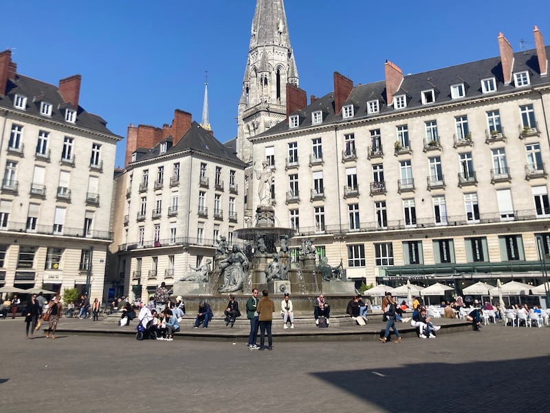 Fountains and spires are commonplace in Nantes.