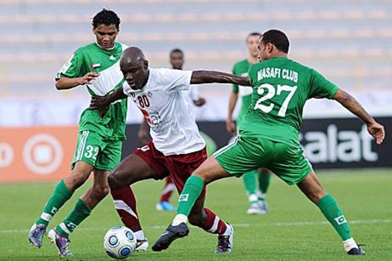 Action from last night's clash between Al Wahda and Masafi in the President's Cup. Image courtesy of Al Ittihad newspaper	Action from last night's clash between Al Wahda and Masafi in the President's Cup.