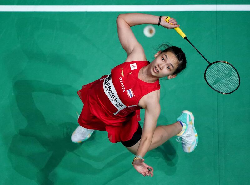 Thailand's Pornpawee Chochuwong in action during her match against Pusarla VS of India in the semi-final of the All England Open Badminton Championships at Utilita Arena Birmingham on Friday, March 19. Chochuwong won the match 21-17, 21-9. PA