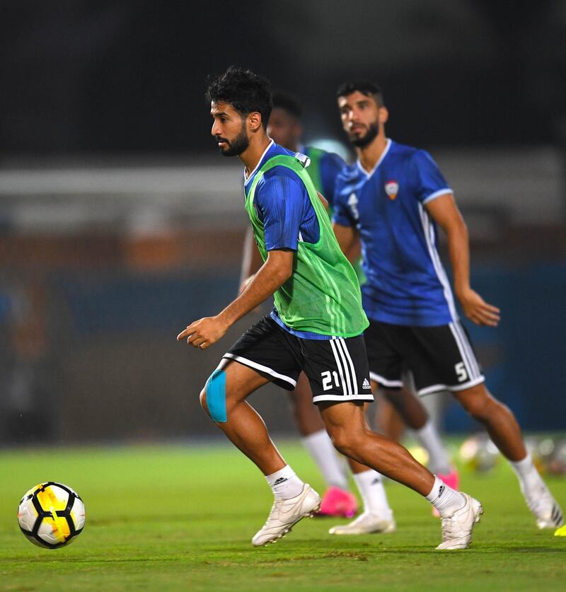 UAE football team train ahead of their international friendly against Uzbekistan in Dubai. Courtesy UAE FA