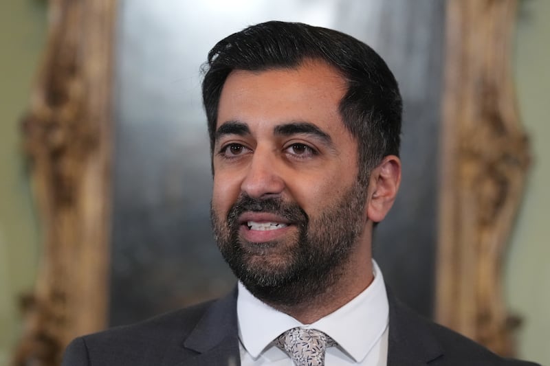 Scotland's First Minister Humza Yousaf speaks during a press conference at Bute House in Edinburgh, where he said he will resign as Scottish National Party chief and the country's leader. PA