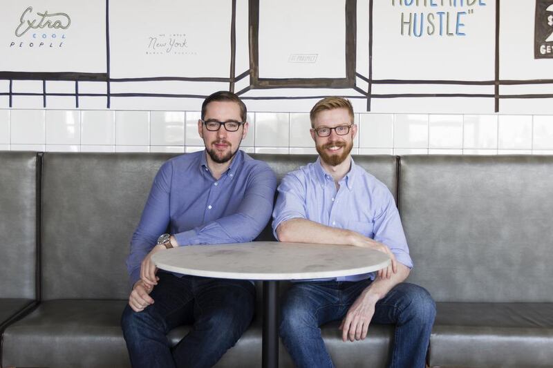 The Unboxd app founders Erik Duindam, left, and Paul Warren. Unboxd, which was incubated in Dubai at the tech coworking space Astrolabs but is now based in New York, allows users to make a 16 second video review of anything and map it to a product or place. Courtesy Unboxd