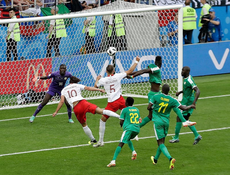 Match 16: Poland's Grzegorz Krychowiak against Senegal. AP