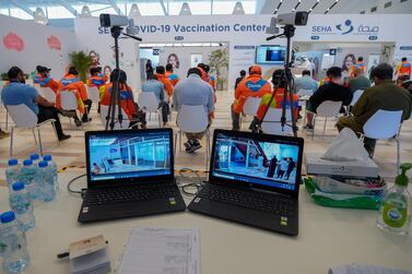 Abu Dhabi, United Arab Emirates, January 12, 2021. SEHA Vaccination Centre at the Abu Dhabi Cruise Terminal area. Victor Besa/The National Section: NA Reporter: Shireena Al Nowais