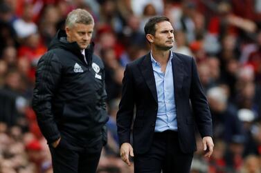 Ole Gunnar Solskjaer, left, and Frank Lampard go head-to-head on Sunday when Manchester United face Chelsea in the FA CUp semi-finals. Reuters