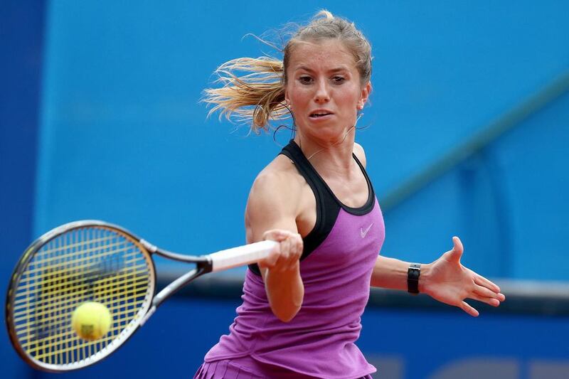 Annika Beck from Germany in action against Anna-Lena Friedsam of Germany during their quarter-final match at the WTA Tennis Tournament in Nuremberg, Germany. Daniel Karmann / EPA