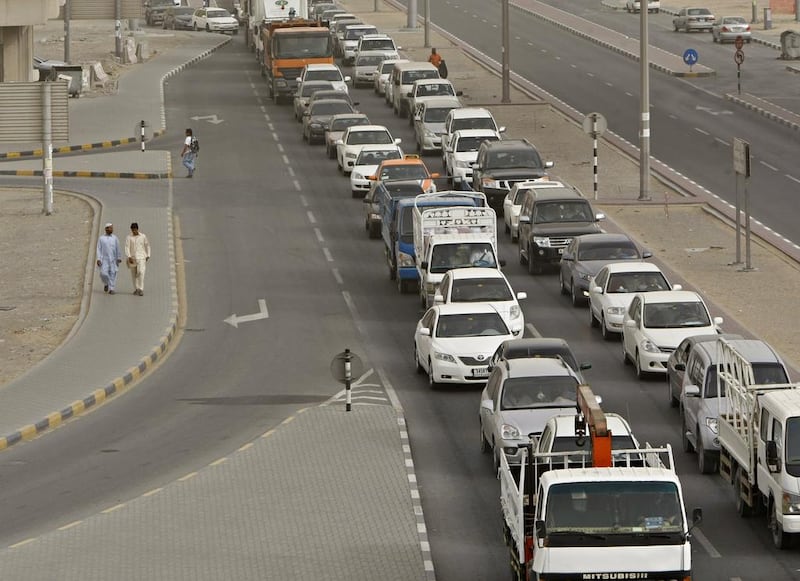 Traffic was heavy near the National Paints area in Sharjah on Thursday. Jeff Topping / The National