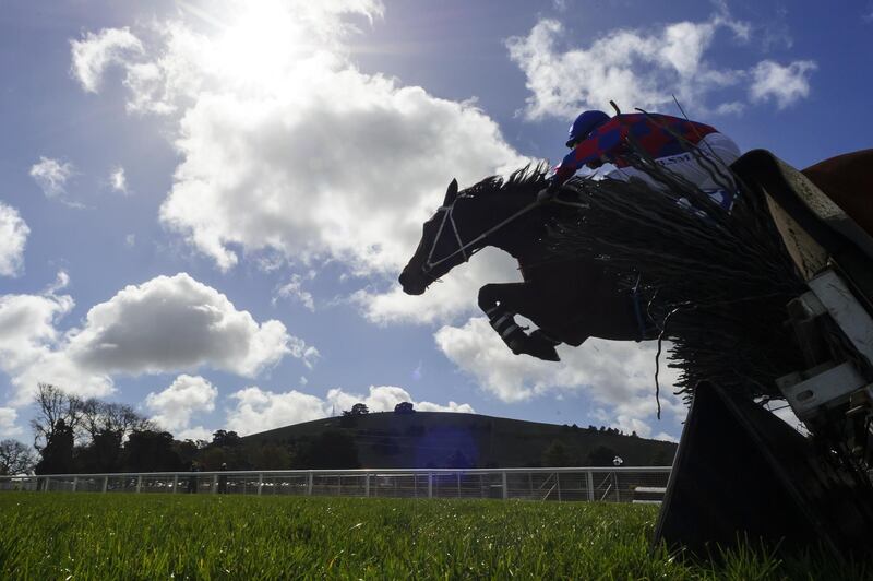 Braidon Small riding Evanesce jumps the second last hurdle before winning Race 1 during Grand National Steeplechase Day at Ballarat, Australia. Getty Images