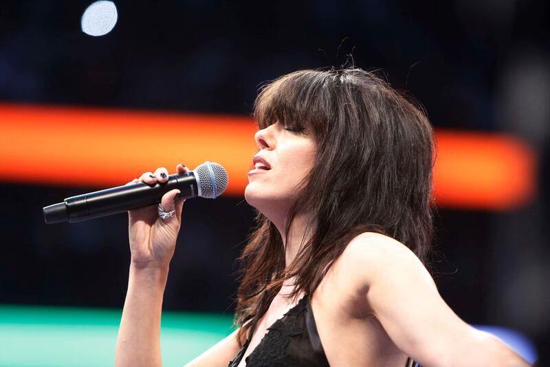Imelda May sings the national anthem before the fight. Reuters