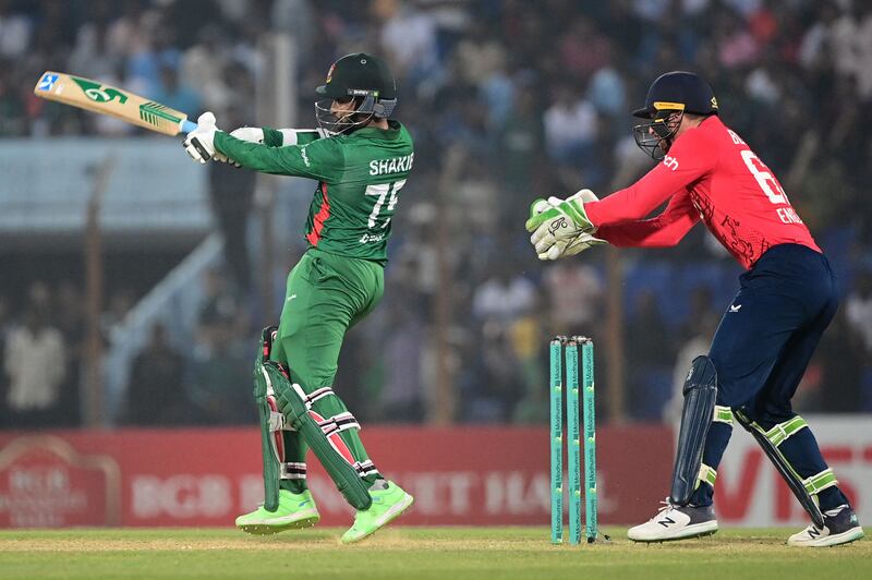 Bangladesh's captain Shakib Al Hasan guided his team to victory with an unbeaten 34. AFP