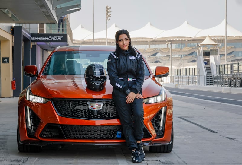 Amna Al Qubaisi with the CT5-V at Yas. All photos: Cadillac
