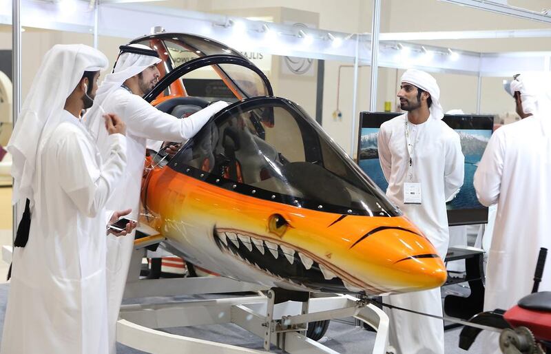 Visitors looking at the Seabreacher during the Adihex at Abu Dhabi National Exhibition Centre.