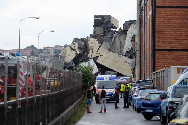 Emergency services raced to the scene of the bridge. AFP