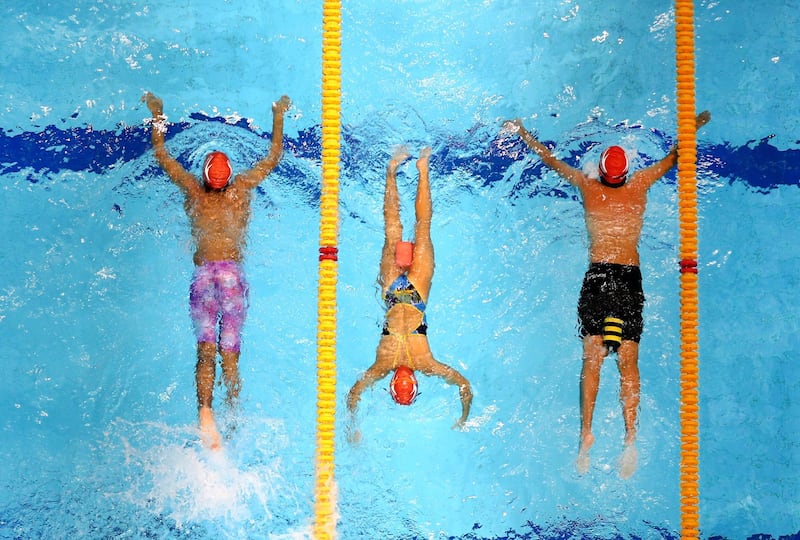 Swimmers train at Hamdan Sports Complex in Dubai, United Arab Emirates. Getty Images