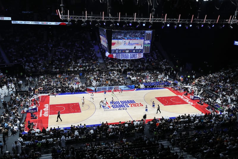 The Minnesota Timberwolves take on the Dallas Mavericks in a pre-season NBA game as part of the Abu Dhabi Games 2023. Etihad Arena, Abu Dhabi. Chris Whiteoak / The National