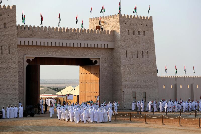 Abu Dhabi, United Arab Emirates - December 03, 2019: More than 100 tribes take part in the March of the Union. Tuesday, December 3rd, 2019. Zayed Heritage Fest, Abu Dhabi. Chris Whiteoak / The National