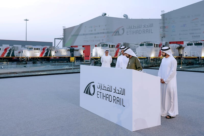 Sheikh Mohammed bin Rashid, Vice President and Ruler of Dubai, has officially opened the UAE's freight train network. Photo: Dubai Media Office

