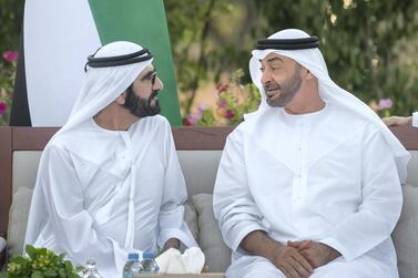 Sheikh Mohammed bin Rashid, Vice President and Ruler of Dubai, and Sheikh Mohamed bin Zayed, Crown Prince of Abu Dhabi and Deputy Supreme Commander of the UAE Armed Forces