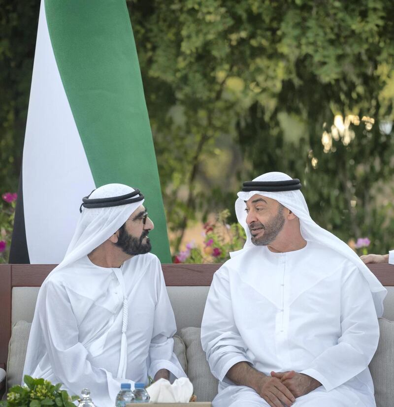Sheikh Mohammed bin Rashid, Vice President and Ruler of Dubai, and Sheikh Mohamed bin Zayed, Crown Prince of Abu Dhabi and Deputy Supreme Commander of the UAE Armed Forces