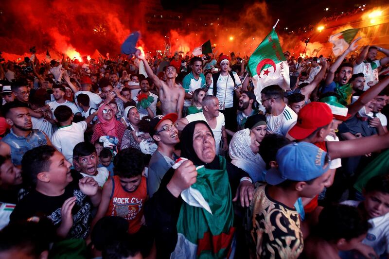 Fans in Algiers celebrate after Algeria beat Nigeria 2-1 in the Africa Cup of Nations. Reuters