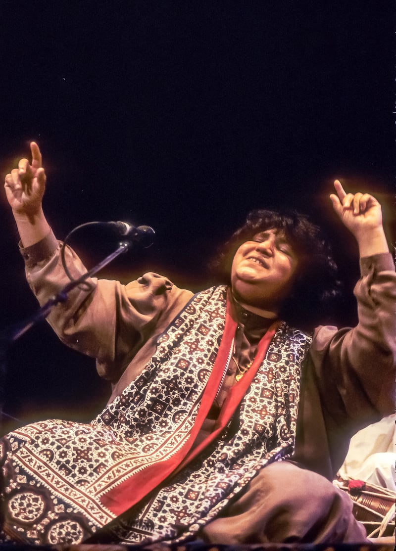 Pakistani Sufi singer Abida Parveen performs during a World Music Institute concert at Symphony Space in New York in 1996. Getty Images