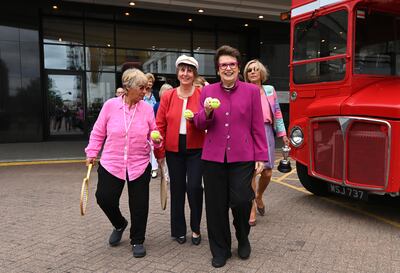 From left: Rosie Casals, Francoise Dyrr, and Billie Jean King in London as WTA celebrated their 50th anniversary. Getty
