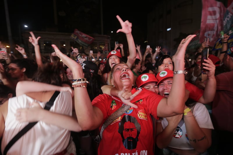 Supporters of Brazilian president-elect Luiz Inacio Lula da Silva celebrate. EPA