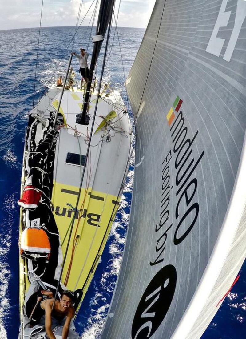 Team Brunel have surged to the front at the Volvo Ocean Race as they are followed by Dongfeng and ADOR’s Azzam. Courtesy VOR

