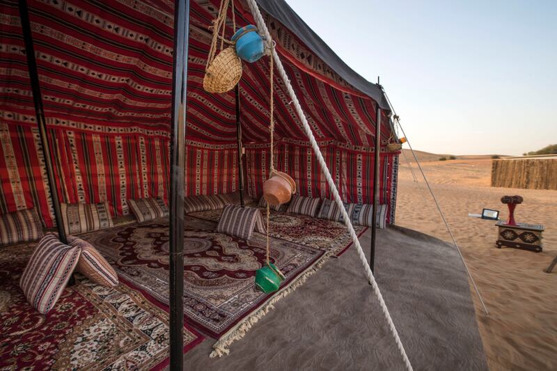 This includes a Bedouin-style tent set-up.