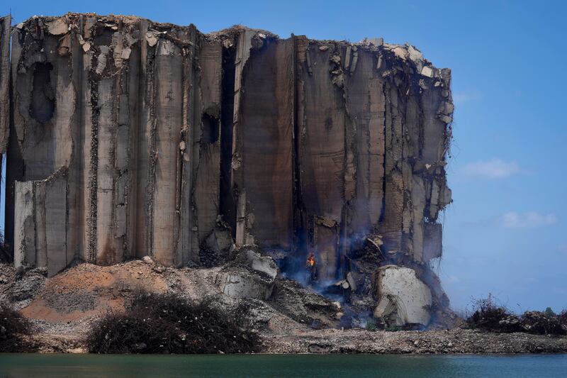 Lebanon's caretaker economy minister Amin Salam said the silos were at risk of collapse as the authorities struggled to contain the fire. AP