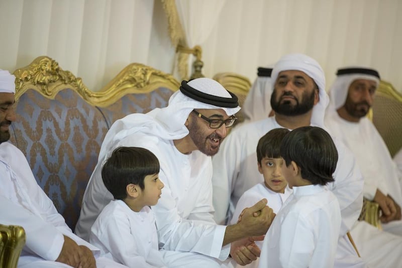 Sheikh Mohammed bin Zayed, Crown Prince of Abu Dhabi and Deputy Supreme Commander of the Armed Forces, offers condolences to the family of Fahim Al Habsi who died serving with UAE Armed Forces in Yemen. Mohamed Al Hammadi / Crown Prince Court – Abu Dhabi