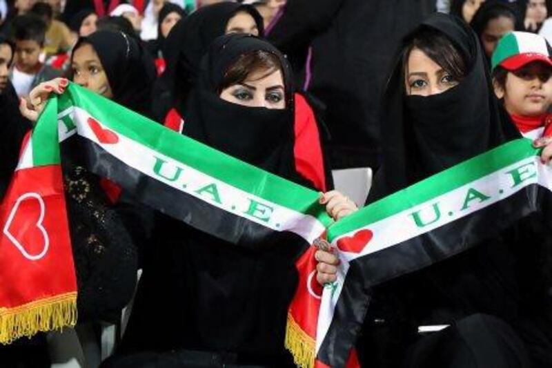 Women from the UAE travelled to Bahrain to support the national team in the Gulf Cup final against Iraq earlier this month. Marwan Naamani / AFP