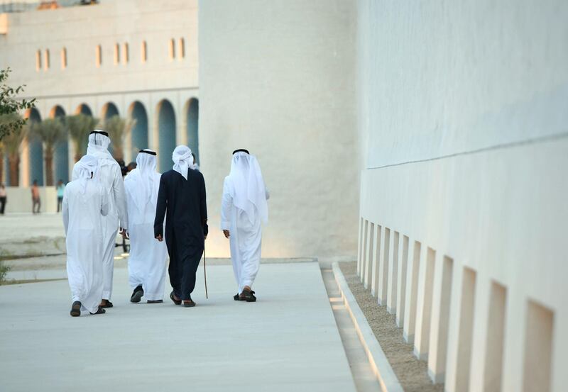Abu Dhabi, United Arab Emirates - Visitors at the
 opening evening of Qasr Al Hosn historical landmark on December 7, 2018. (Khushnum Bhandari/ The National)

