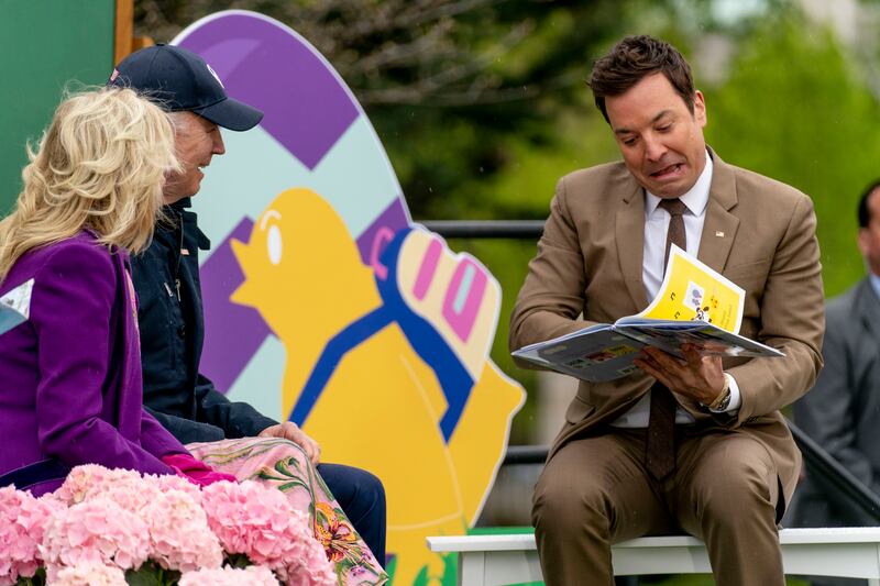 Jimmy Fallon takes his turn to read a story. AP